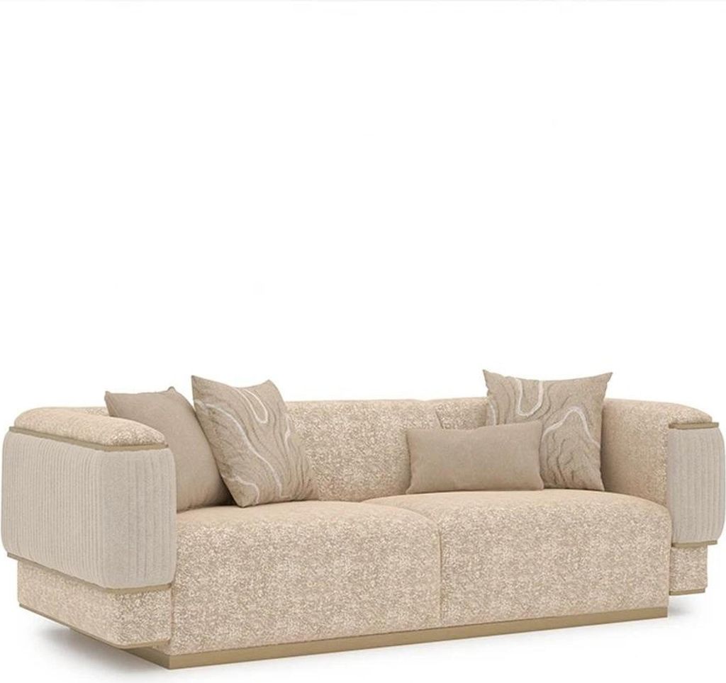 Dreisitzer Sofa Textil Wohnzimmer Beige Polstermöbel Luxus Sofas Couch