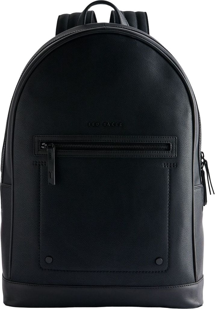 Ted Baker Leder Laptoprucksack Rucksack mit Laptopfach Lansen Recycled Leather Backpack Black schwarz