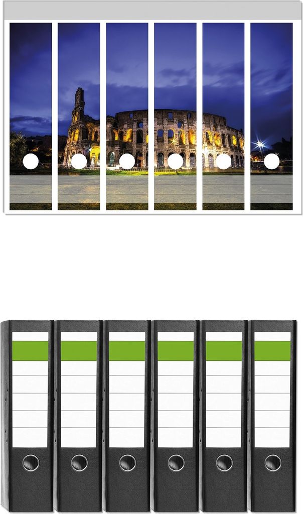 Wallario 6 Stück breite Ordner inkl. Klebeetiketten mit Produktbild 