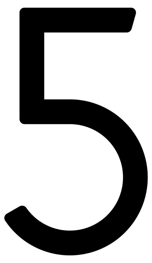 Selbstklebende Hausnummer "5" - 200 mm in schwarz