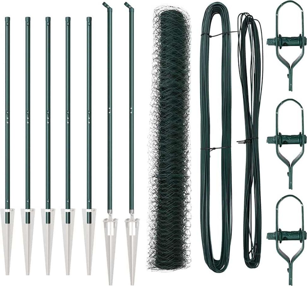 vidaXL Zaunpfosten Grün 10 x 1,4 m (36 mm Maschenweite) Stahl und PVC