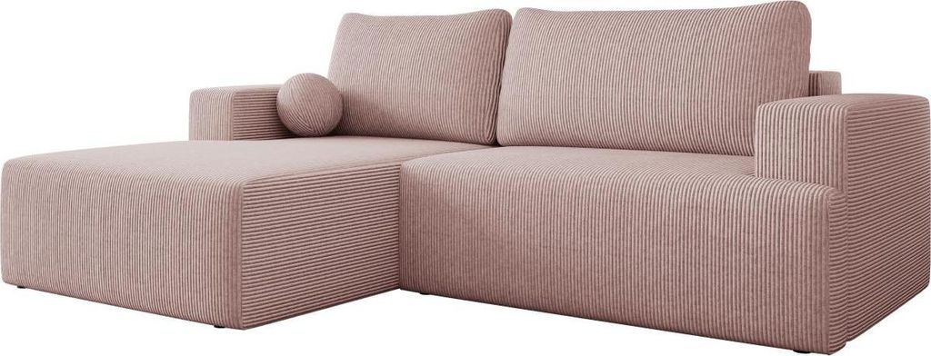 MIRJAN24 Ecksofa Mivo Cord, Wohnzimmmer L-Form mit Schlaffunktion und Bettkasten (Farbe: Poso 52, Seite: Links)