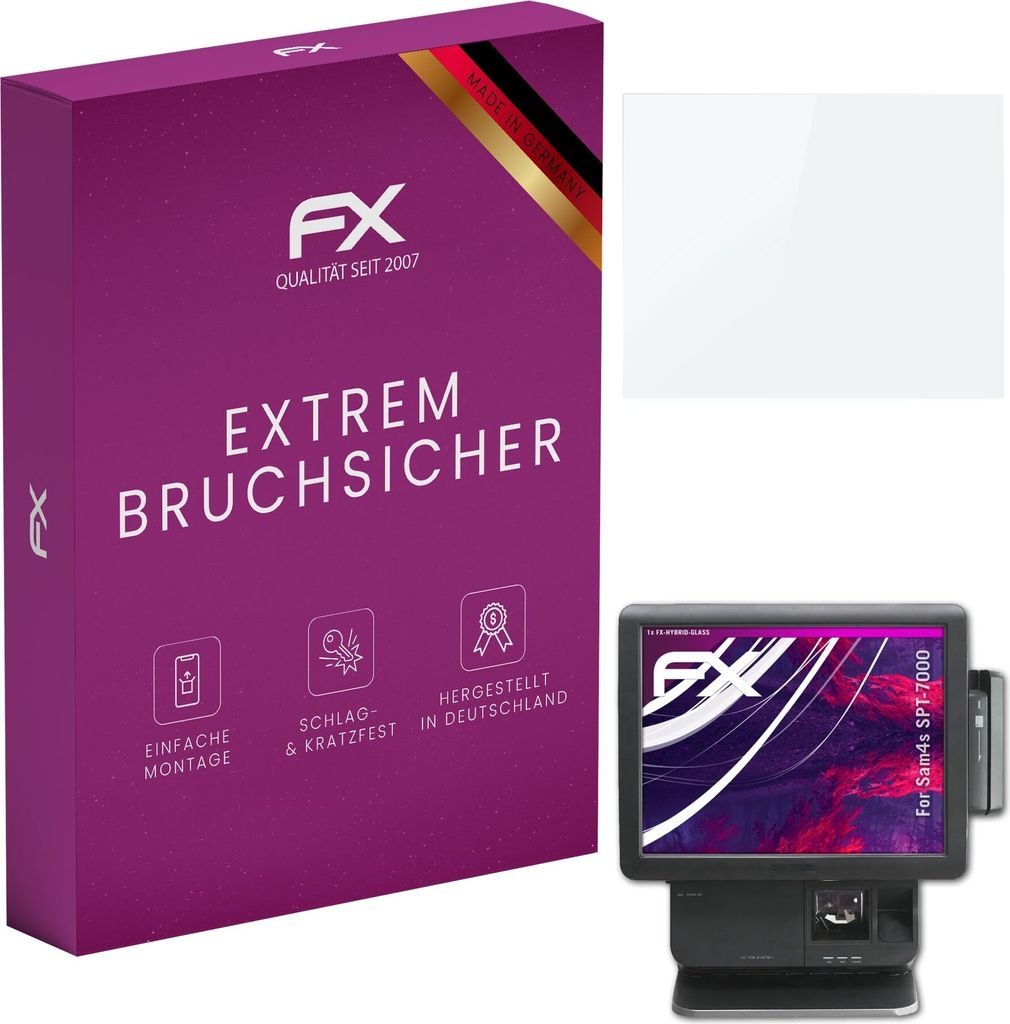 atFoliX FX-Hybrid-Glass Displayfolie kompatibel mit Sam4s SPT-7000 Glasfolie