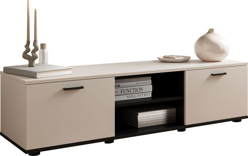 MIRJAN24 TV-Lowboard Soho 140 S-4, Lowboard (Farbe: Cashmere / Cashmere + Schwarz)