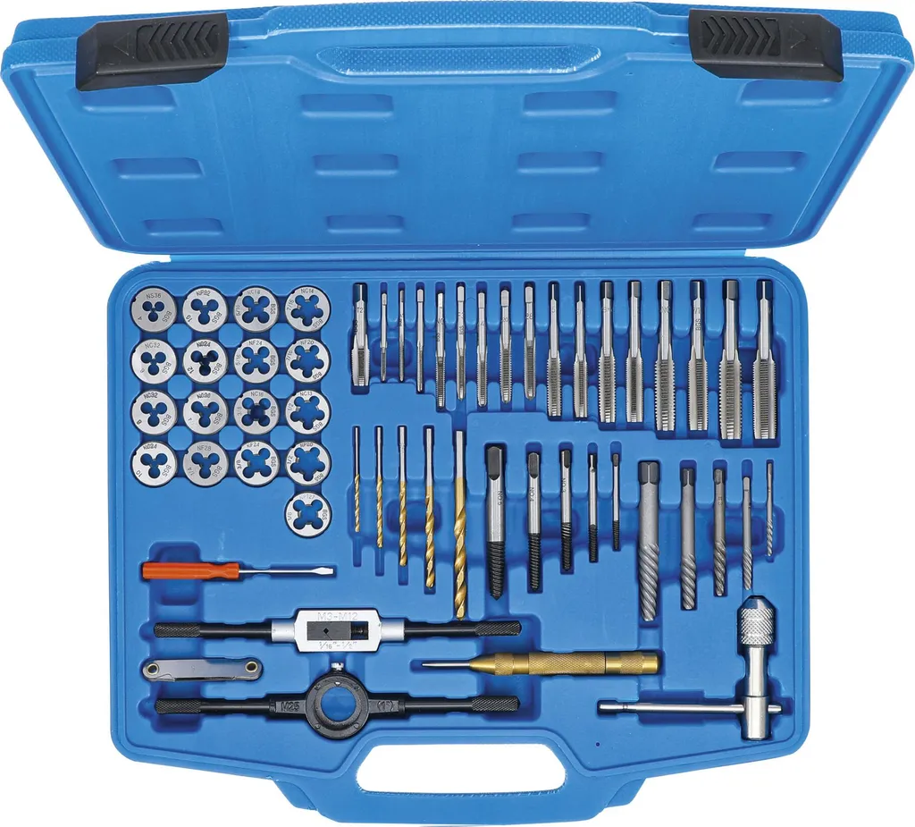 Jeu de taraudage BGS 56pcs haute résistance pour filetage 1/4-1/2