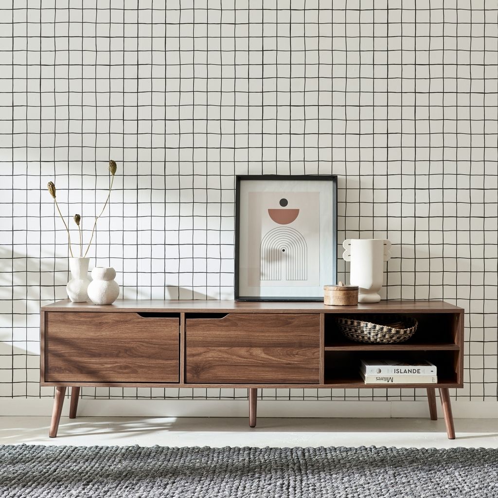 sweeek - TV-Möbel mit Nussbaumdekor, 2 Türen, 160 cm - Produktbild 2