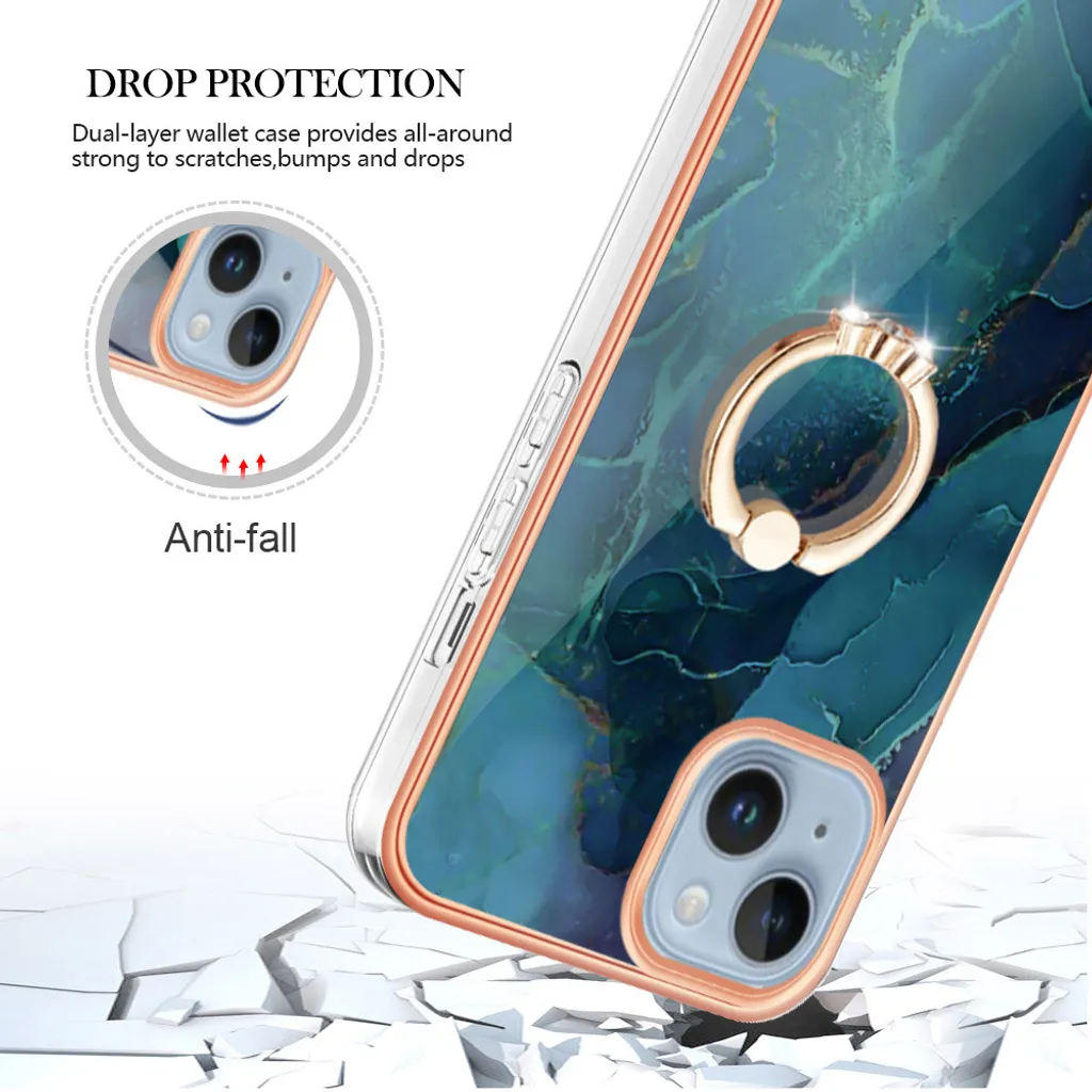 Custodia iPhone 14 Premium Verde Fantasia | Cover TPU con Ring Holder - 5