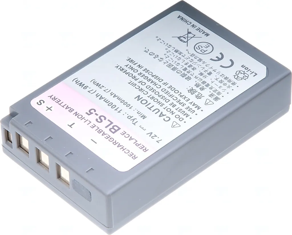 Batteria T6 Power per Olympus E-PL7, Li-Ion, 7,2 V, 1100 mAh (7,9 Wh), grigio