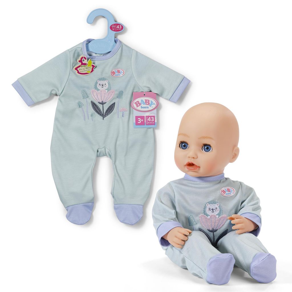 BABY born Strampler Mint mit Waldmotiv & Details an Ärmeln für 43 cm Puppen