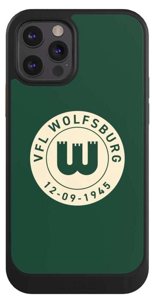 NIVOCASE Hülle für Apple iPhone 12 Pro Handyhülle NIVOcore Case Schwarz Offizielles Lizenzprodukt VfL Wolfsburg 80 Jahre