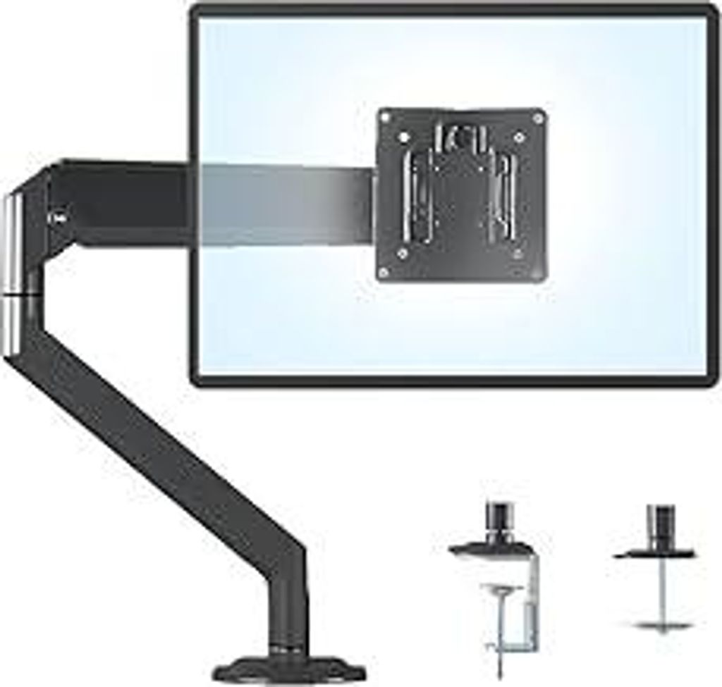 Farini Single PC Monitor Mount for 10 to 32 Inch, Full Motion with Gas Spring Fully Adjustable Mounting Arm, Height Adjustable Single Arm Monitor M...