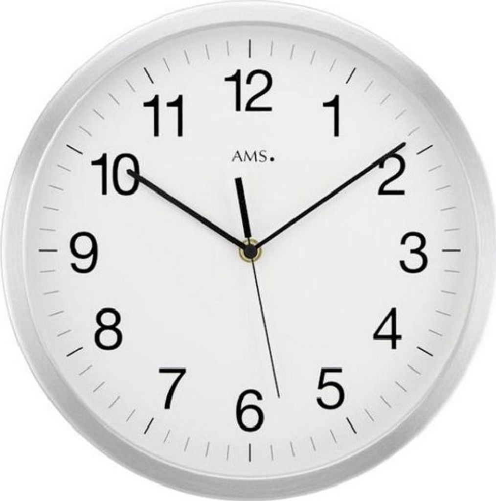 AMS 5524 Wanduhr Funk Funkwanduhr analog silbern rund
