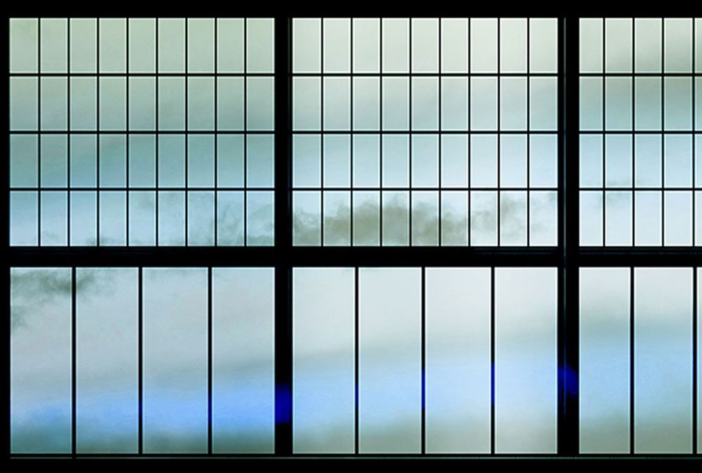 Tadessi Fototapete | Fenster | 4.00 m x 2.70 m | Blau | Schwarz | Wandbild | Digitaldruck