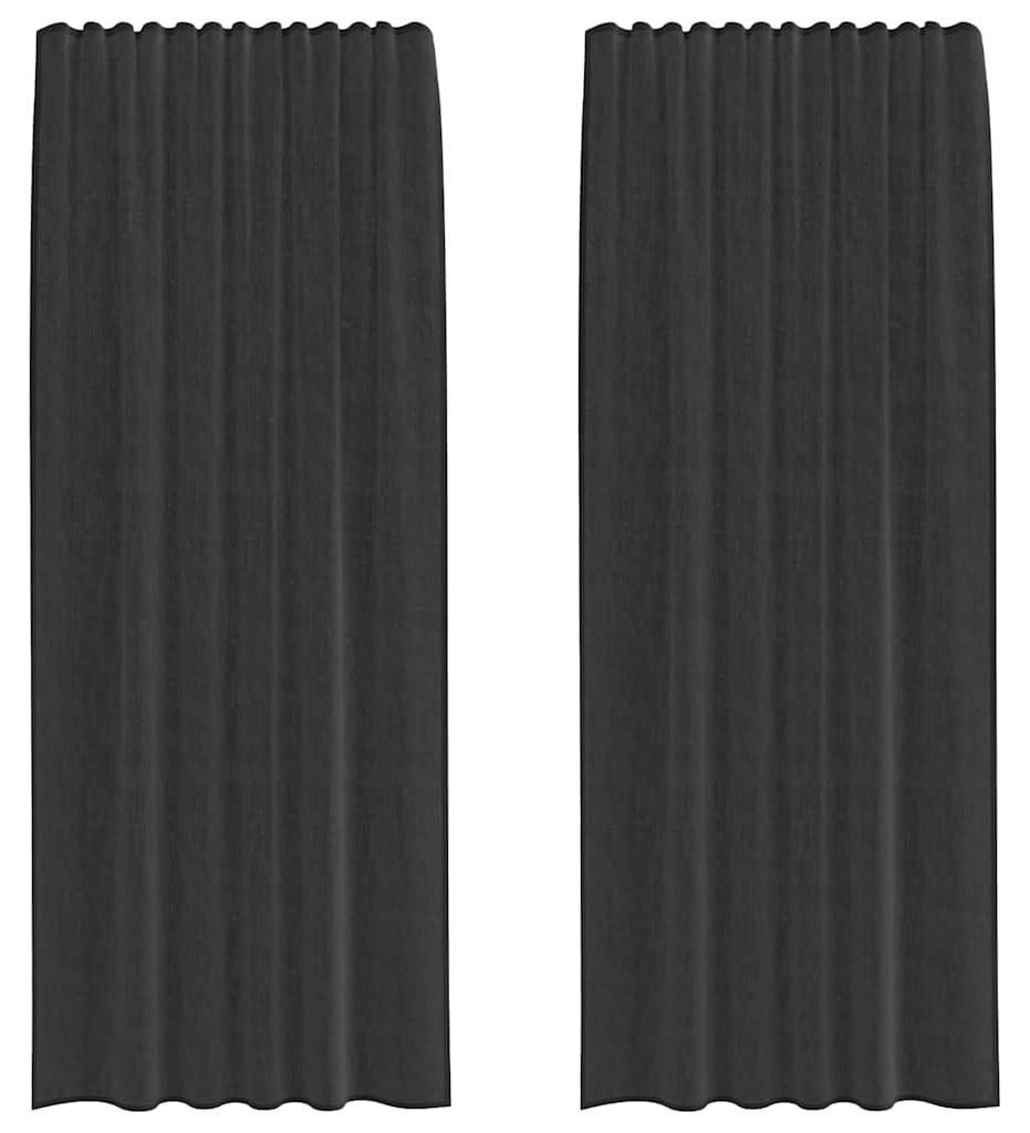 vidaXL Voile Vorhänge mit Stangentaschen 2 Stk. Schwarz