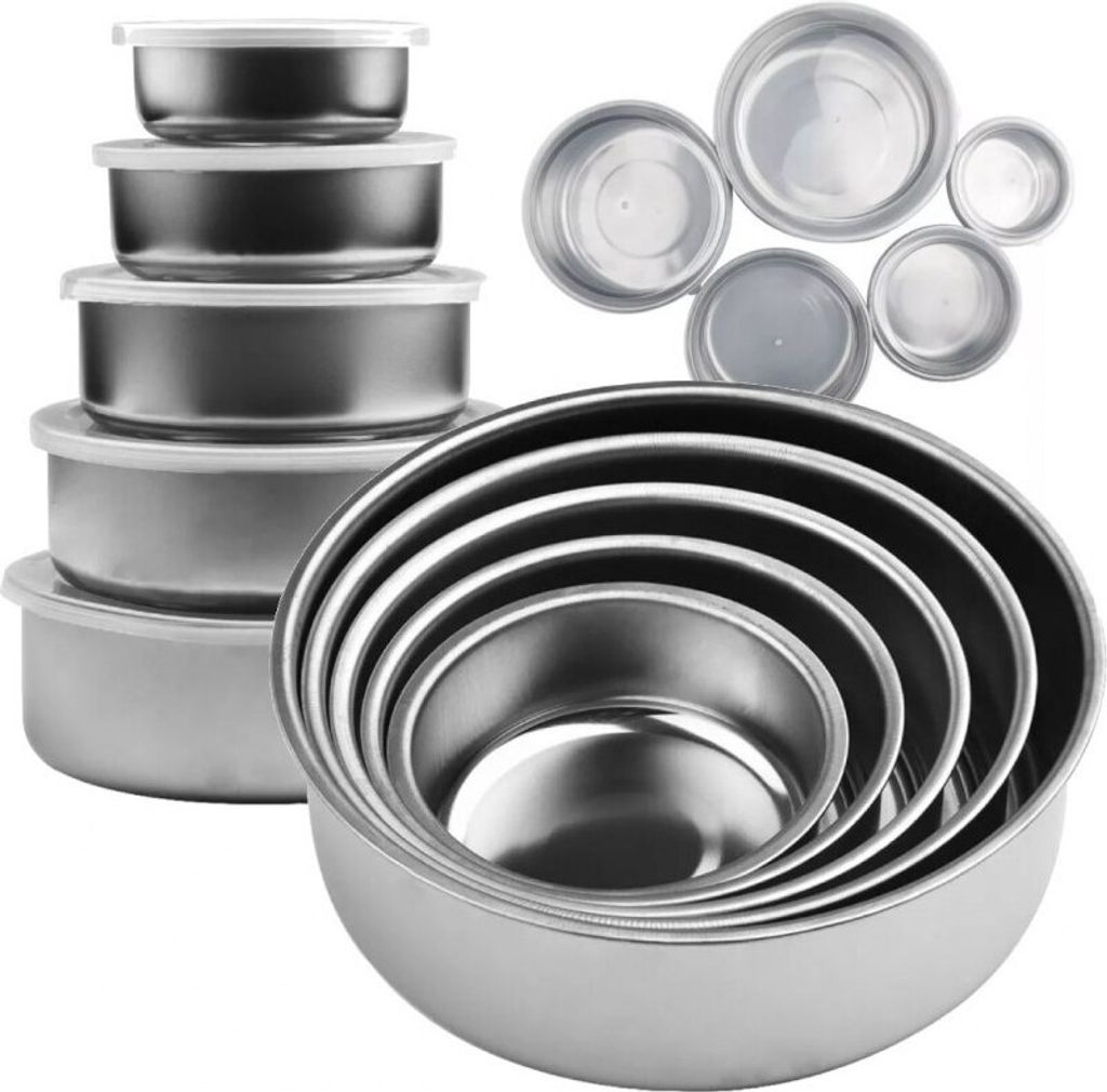5X Gastronomic Steel Kitchen Schüsseln Produktbild 