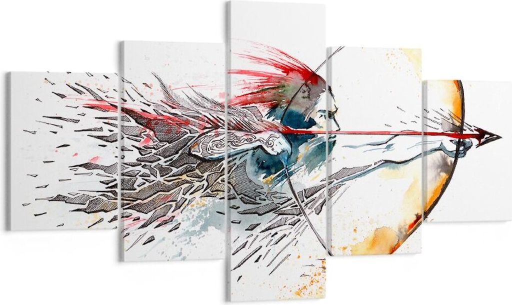 Bild auf Leinwand - Leinwandbild - Bogen Pfeil Ziel Genauigkeit - 125x70cm - Wand Bild - Wanddeko - Leinwanddruck - Bilder - Kunstdruck - Wanddekor...