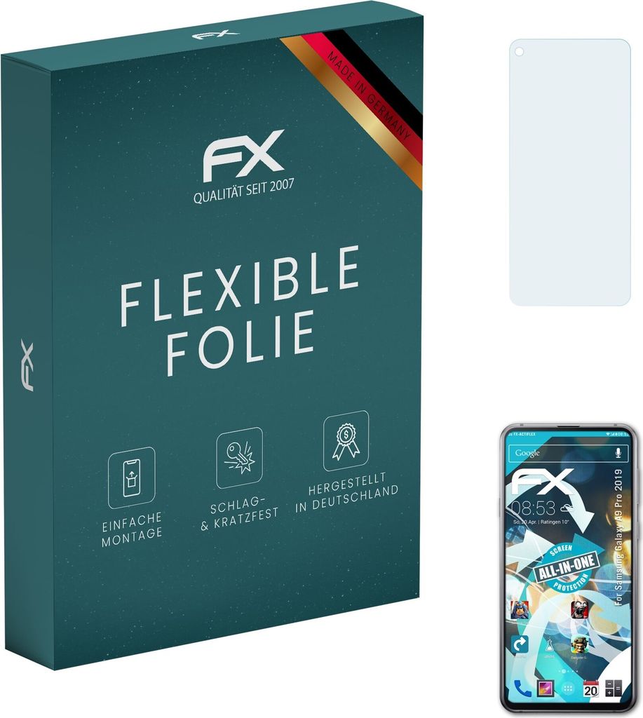 atFoliX FX-ActiFleX 3x Schutzfolie kompatibel mit Samsung Galaxy A9 Pro 2019 Folie