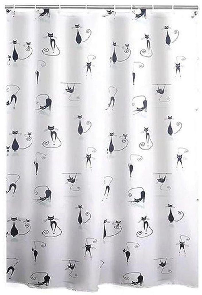 Duschvorhang Textil, wasserabweisend, weiß-schwarz, 200 x Produktbild 