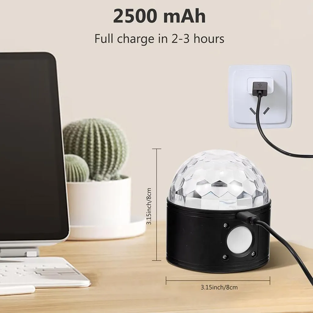 Mini Boule Disco LED Rotative RVB USB avec Télécommande Intelligente - 3