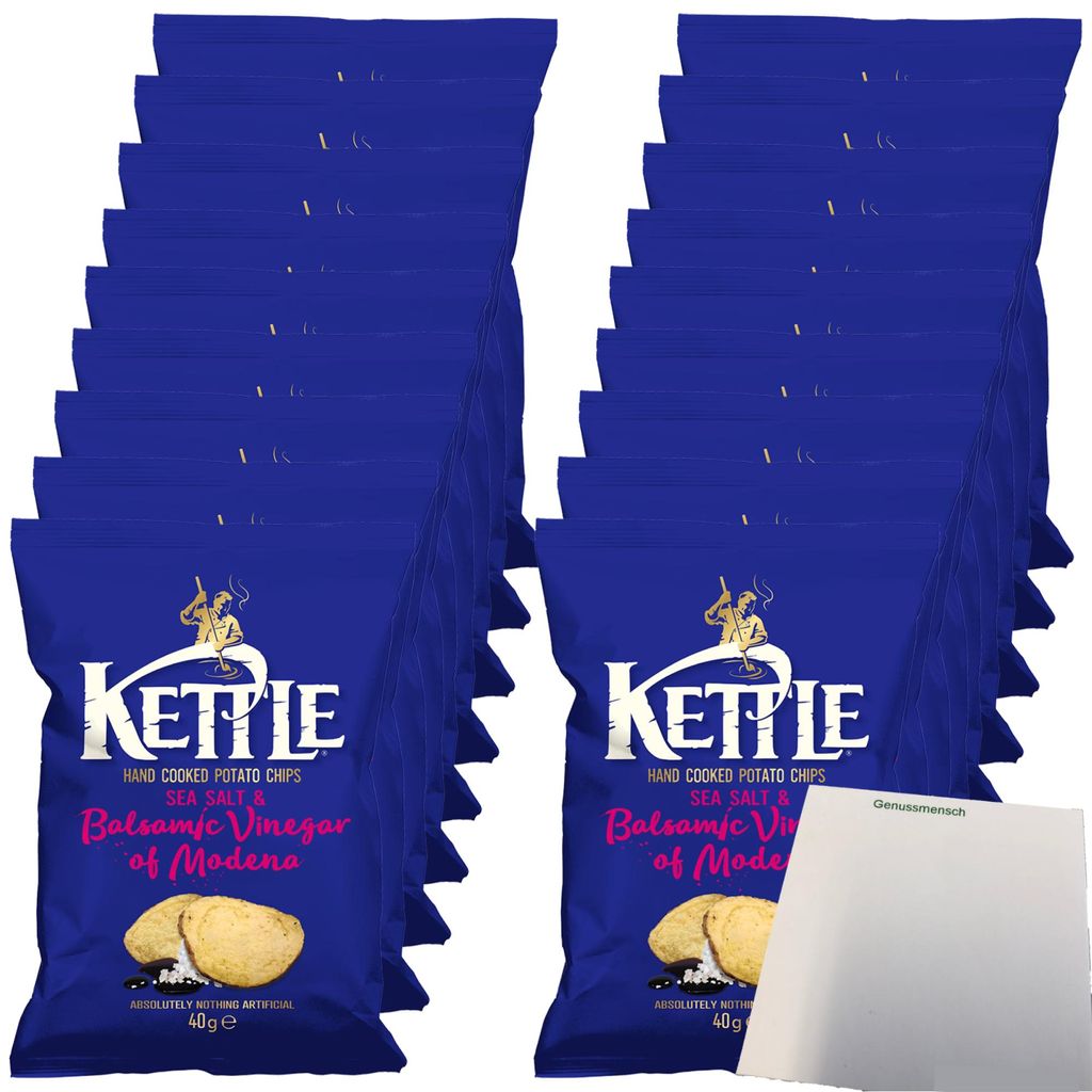 Kettle Chips mit Balsamico-Essig VPE (18x40g Packung) + usy Block
