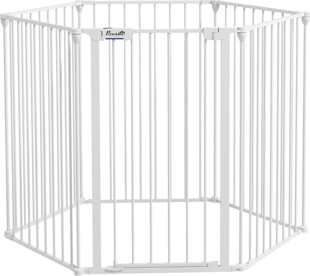 Barrière pour Chiens 6 Panneaux Modulables - Enclos Acier Blanc Hauteur 90
