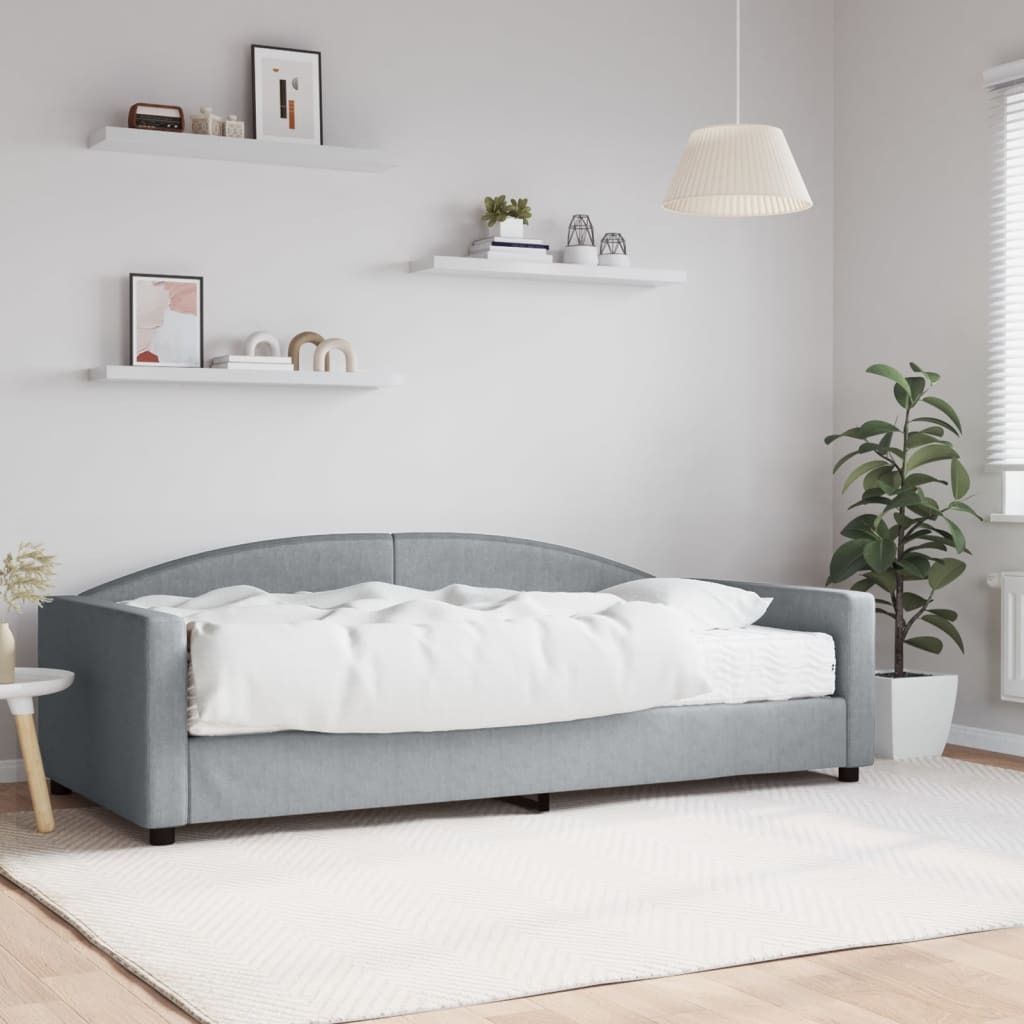 "Rabatt" Tagesbett mit Matratze - 2-in-1-Tagesbett - Hellgrau 100x200 cm Stoff - Klassische Betten CC8505