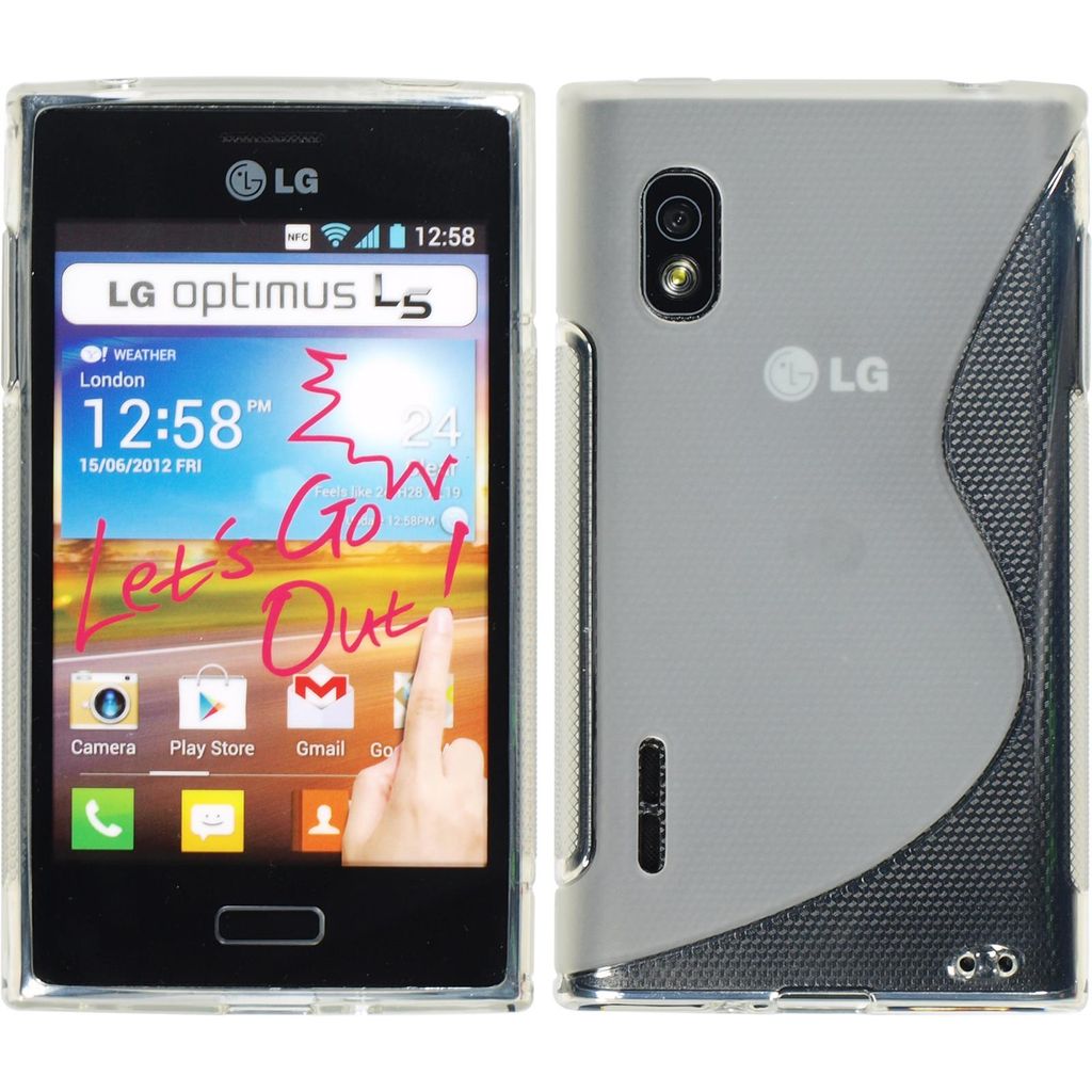 PhoneNatic Case kompatibel mit LG Optimus L5 - clear Silikon Hülle S-Style + 2 Schutzfolien