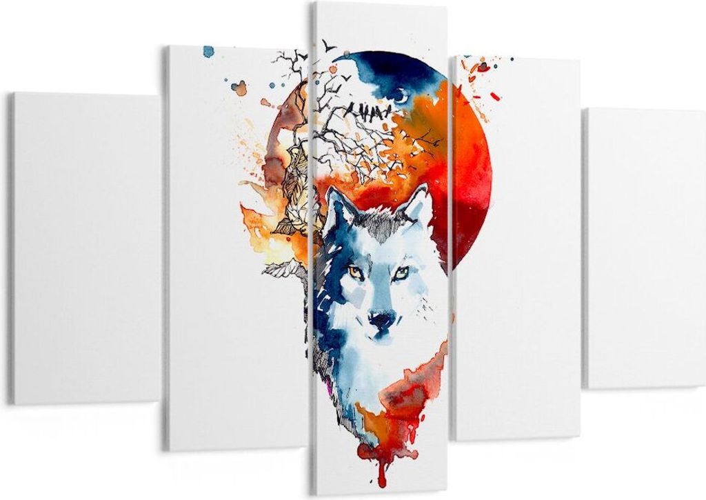 Bild auf Leinwand - Leinwandbild - Tierwelt Pelz Abbildung Mond - 150x100cm - Wand Bild - Wanddeko - Leinwanddruck - Bilder - Kunstdruck - Wanddeko...