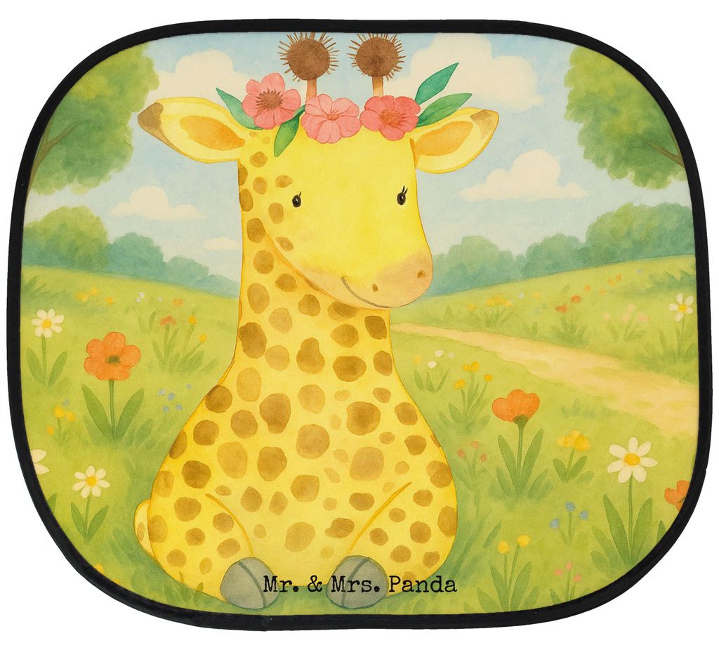 Mr. & Mrs. Panda Sonnenblende Auto Giraffe Blumenkranz Design - Weiß - Geschenk, Afrika, Freundin, pkw, seitenfenster sonnenschutz, für, Autosche...