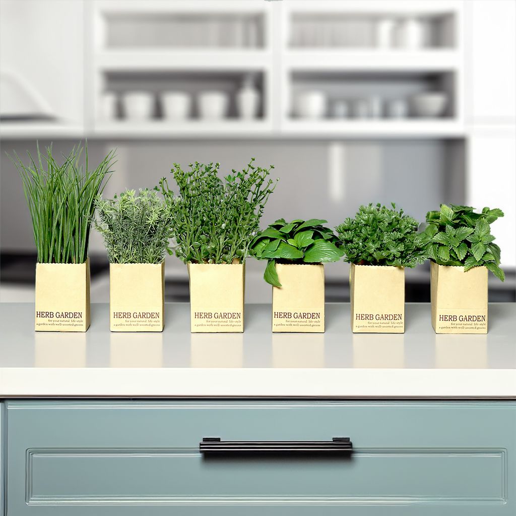 Künstliches Kräuter Sortiment - 6er Set - Kunstpflanze mit Produktbild 2
