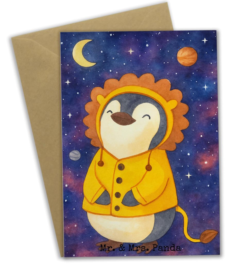 Mr. & Mrs. Panda Grußkarte Löwe Astrologie Design - Weiß - Geschenk, Sternzeichen, weihnachtskarten, osterkarten, Tierkreiszeichen, Geburtstagsg...