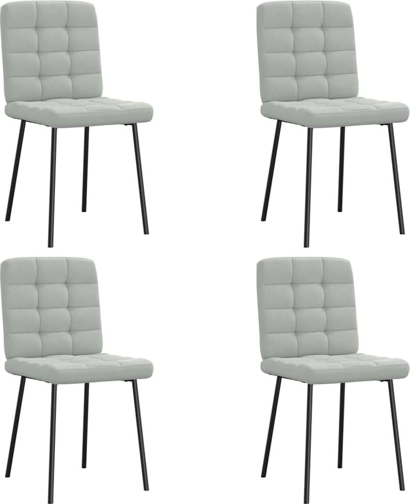 Esszimmerstühle 4 Stk. Hellgrau Samt