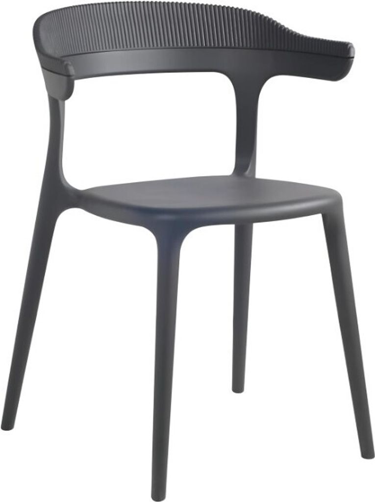 PAPATYA 1er-Set Luna-Stripe Kunststoffstuhl - Eleganter Designstuhl, 200 kg Belastbarkeit, Ideal für Wohnzimmer, Terrasse & Büro (Anthrazitgrau)