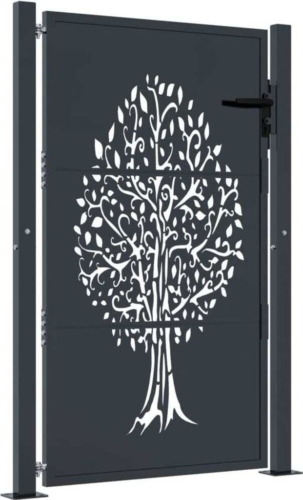 Gartentor Anthrazit 100x125 cm Stahl Baum-Design