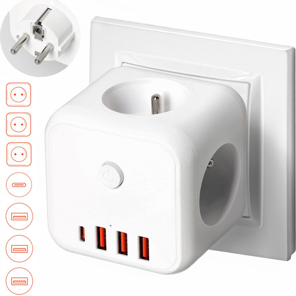 Rallonge multiprise KOBI LINEA PRO CUBE C blanc 3 Image du produit 