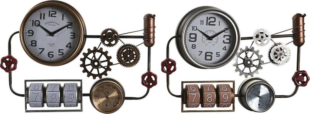 Wanduhr DKD Home Decor 52,5 x 9 x 39,5 cm Kristall Eisen Vintage (2 Stück)