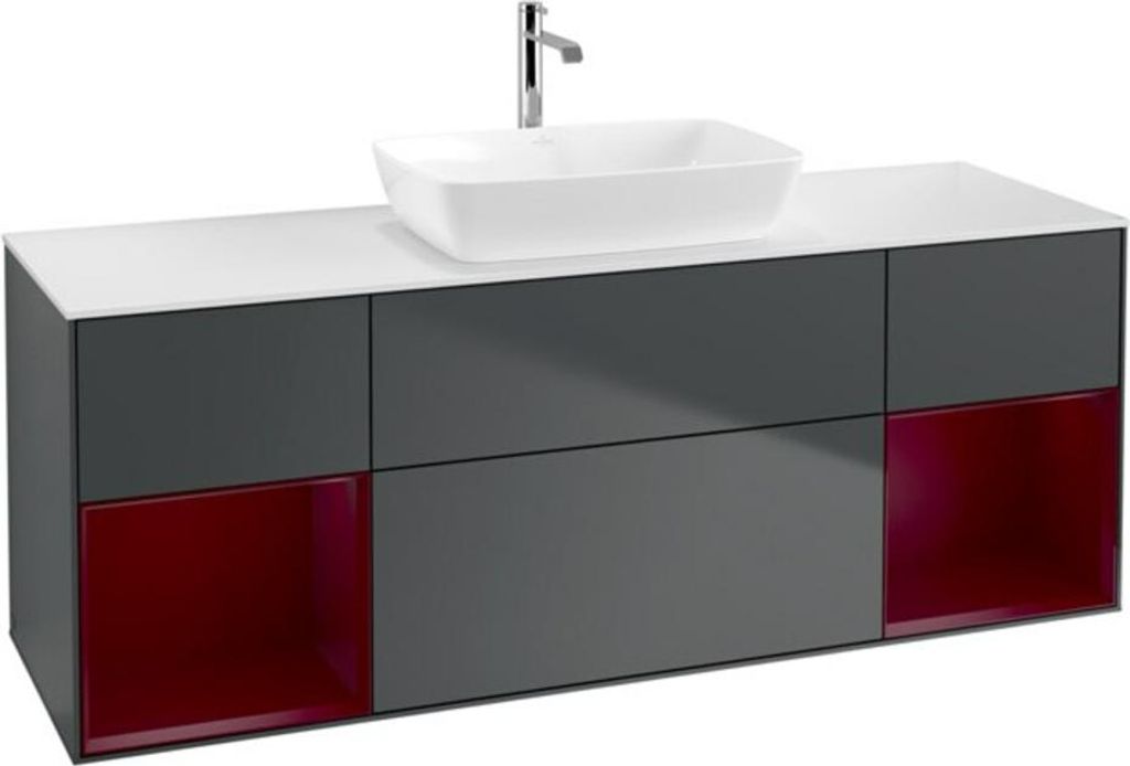 V&B Waschtischunterschrank Wandbeleuchtung Finion 160cm, Pl w m, Rg Peo m La, md bl. m Lac