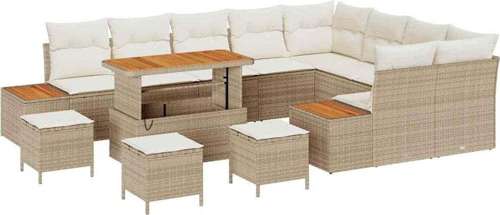 vidaXL Gartensofa-set 13 pcs Beige Poly-Rattan