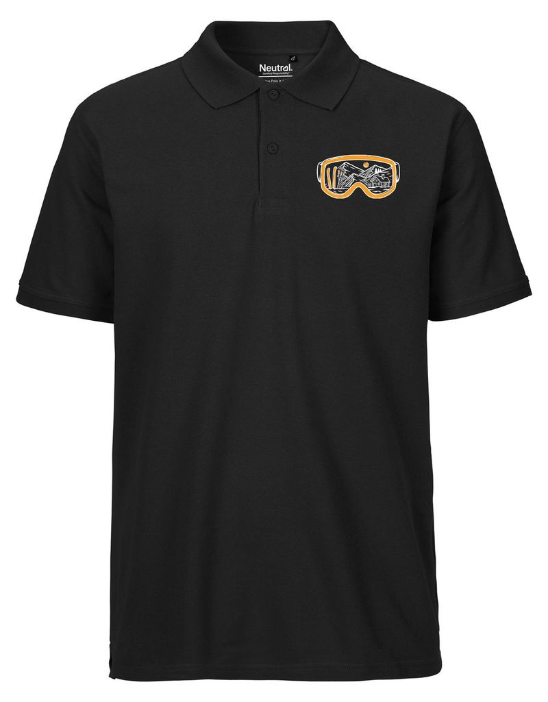 Huuraa Herren Polo Shirt Ski Skibrille XL Black Baumwolle Fairtrade Poloshirt Geschenkidee