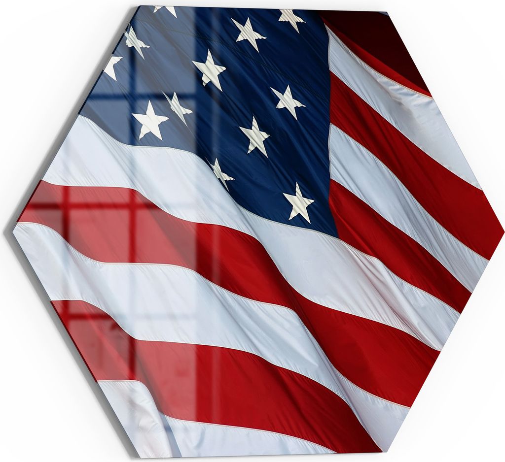 DEQORI Magnettafel Glas 40x35 cm 6-eckig 'Sterne der Freiheit' beschreibbar Whiteboard Küche