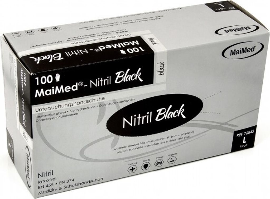 500 Einmal U-Handschuhe, MaiMed BLACK Nitril puderfrei Gr. L