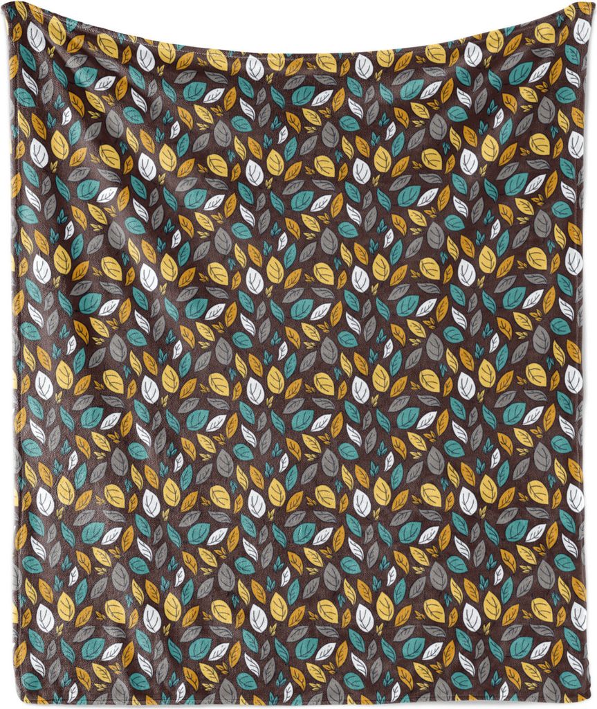ABAKUHAUS Herbst Weich Flanell Fleece Decke, Blätter in verschiedenen Fall Töne Laubbäume Leafage Woody Saison Drucken, 175 x 230 cm, Brown und ...