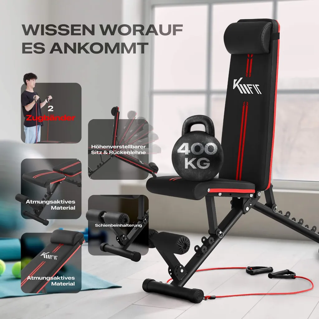 Banc de musculation réglable pour entraînement à la maison pliable KM-Fit - 4