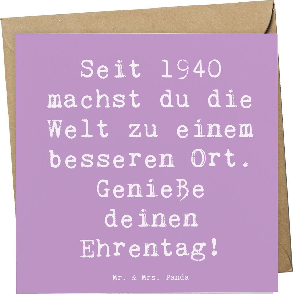 Mr. & Mrs. Panda Grußkarte Spruch 1940 Geburtstag - Lavendeltraum - Geschenk, Geburtstagsgeschenk, Happy Birthday, unermesslicher Einfluss, genie...