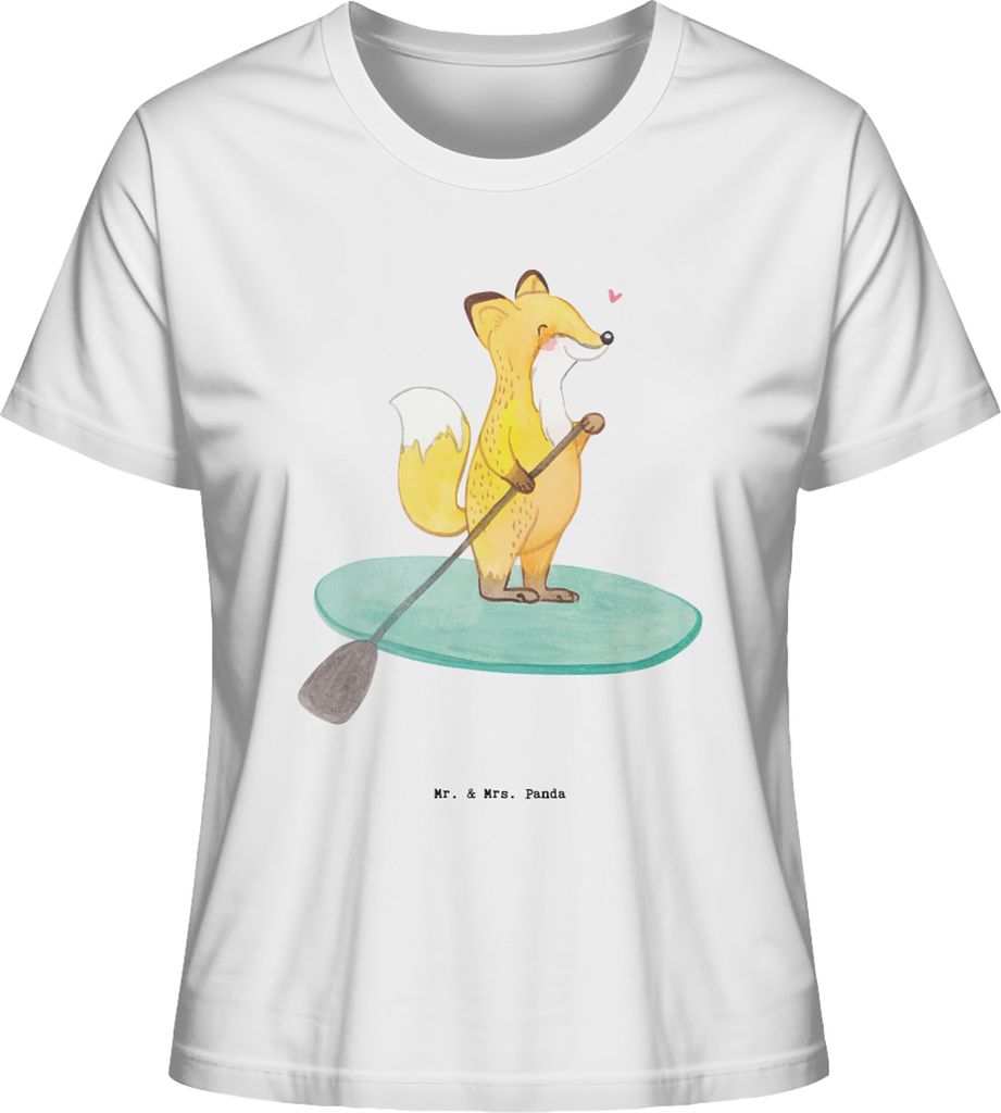 Mr. & Mrs. Panda Basic T-Shirt Damen Fuchs Stand Up Paddling Größe M - Weiß - Geschenk, Oberteil, SUB, Subben, Paddle Boarding, Kurzarmshirt, Ba...