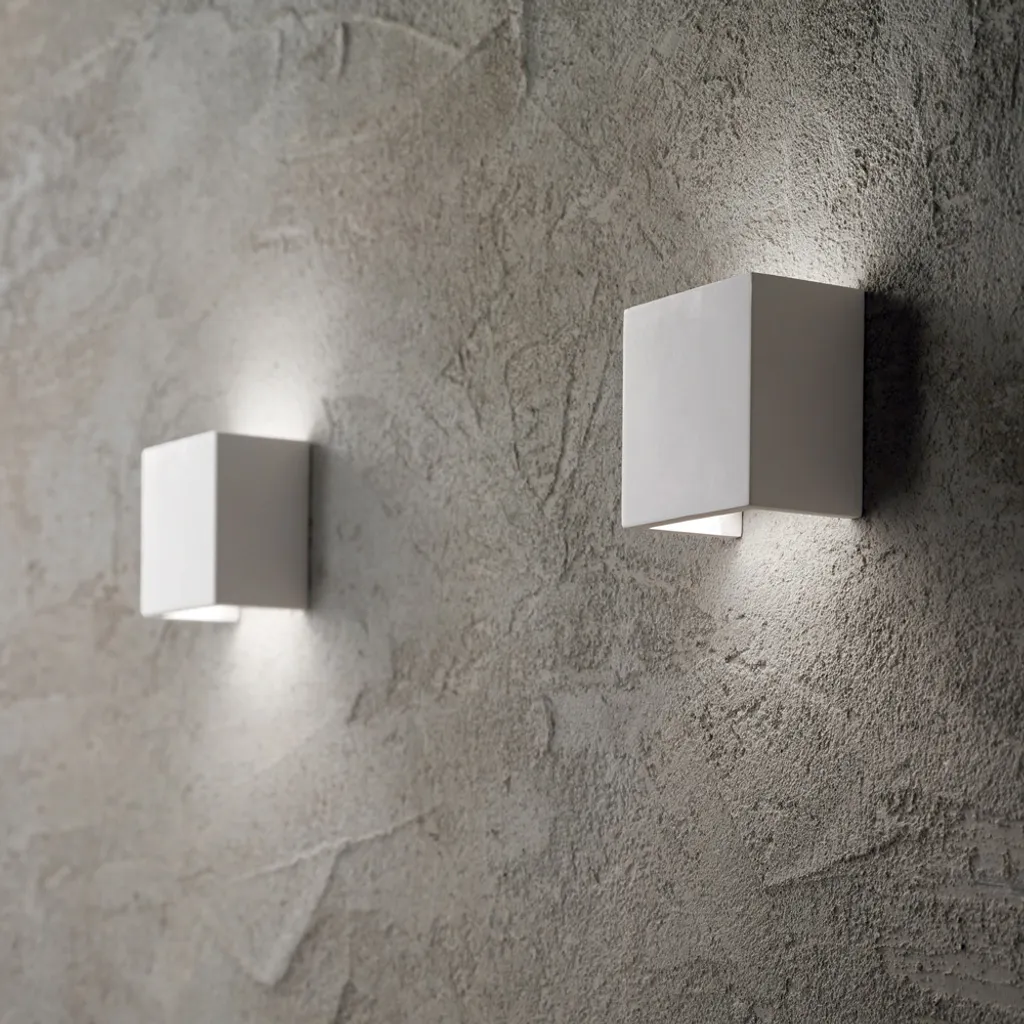 Ideal Lux Applique Flash Gesso Petit Blanc 214672 Lampe Murale Plâtre