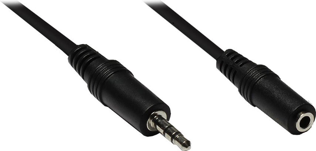 Klinkenverlängerung 3,5mm, Stecker an Buchse (3polig), schwarz, 20m, Good Connections