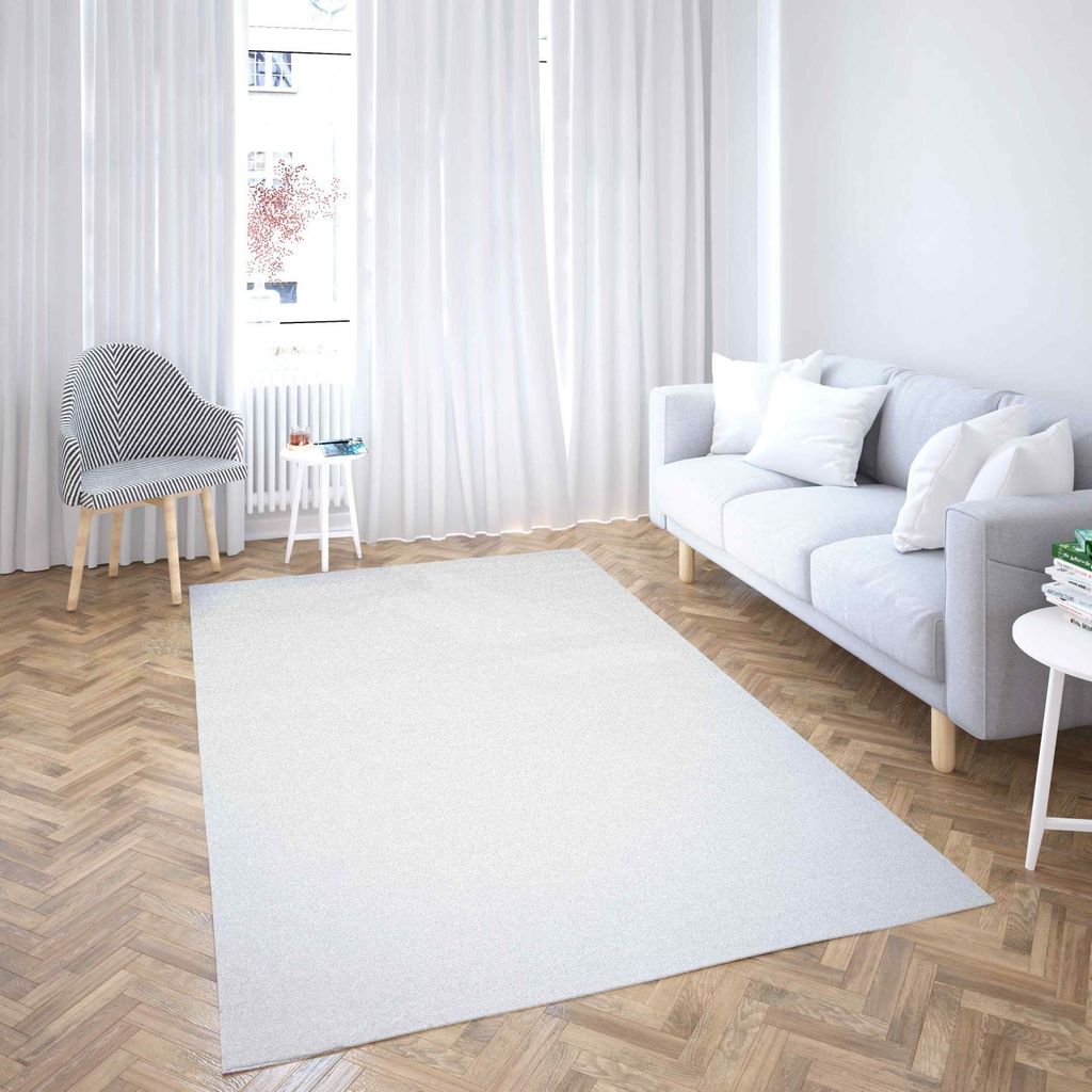 Rechteckiger Kurzflor-Teppich aus Samt in Weiß, waschbar, 80x150 cm, 90532