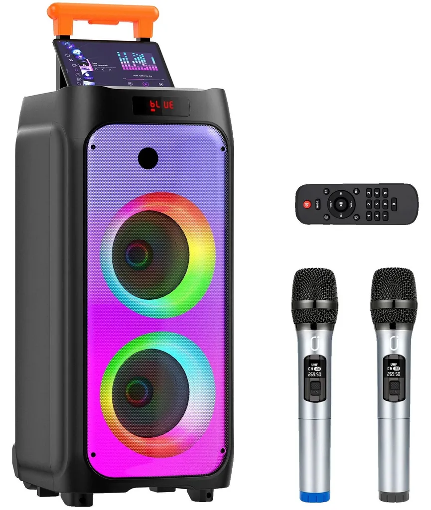 Enceinte karaoké Bluetooth à double caisson de basses pour soirées fêtard