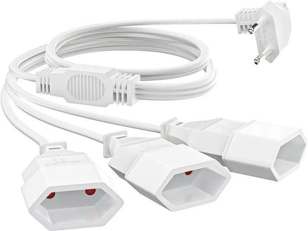 Câble rallonge 3m plat triple prise pour bureau et branchement discret